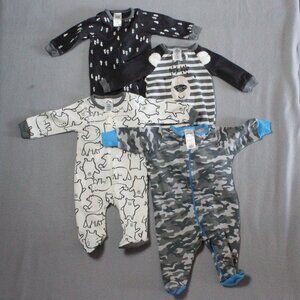 Gerber & Onesies Newborn Sleep n Play Pajama Lot 4pcs Footed Boys